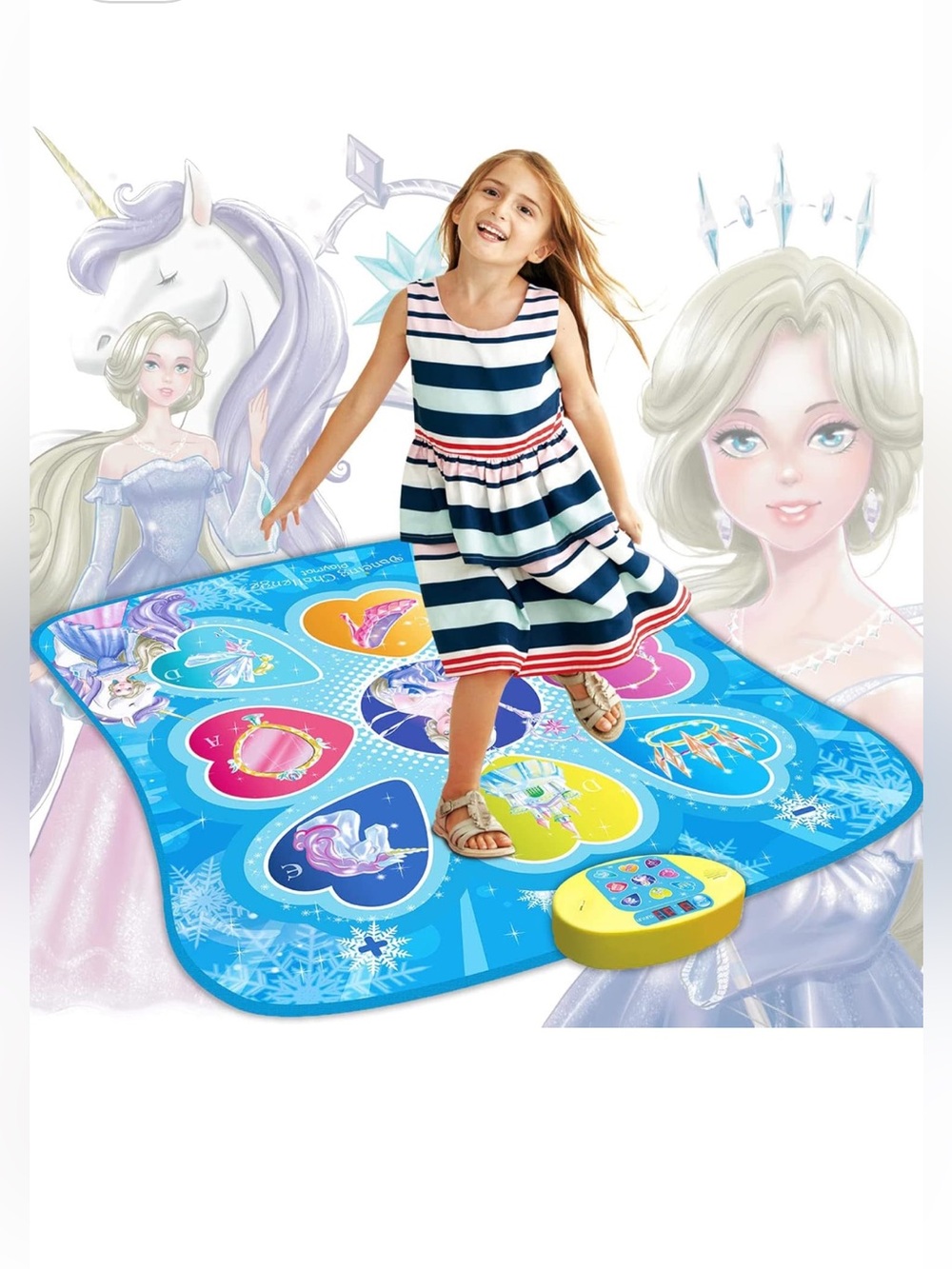 Interactive Blue Princess Dance Mat for Kids - Musical Play Mat